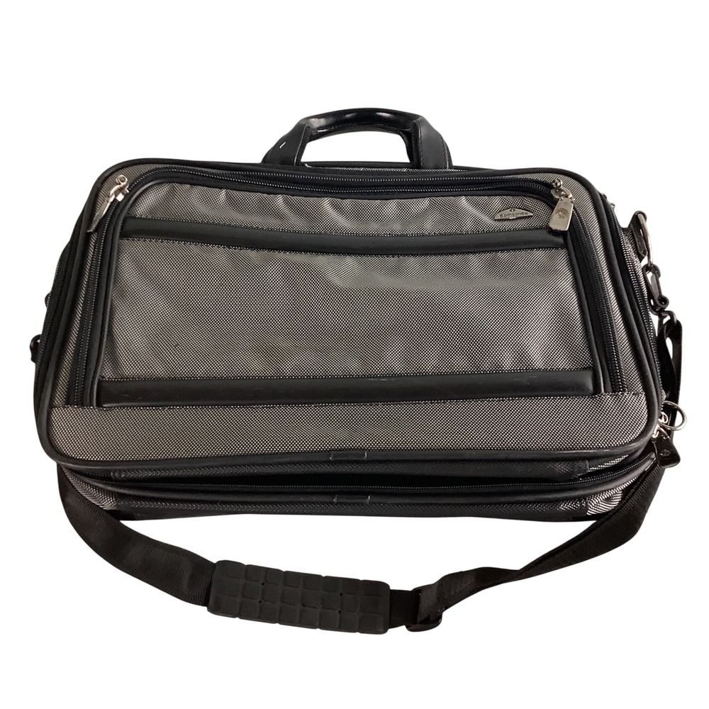 Samsonite Black Grey Ballistic Nylon Laptop Briefcase Travel Messenger Bag